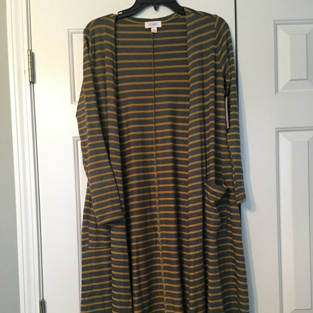 NWT Lularoe Sarah Cardigan XS - Blue - Gold Stripe